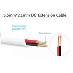 DC Power Extension Cable 12V White Cable Connector 2M 3M 5M 10M 20M Extender Cord 2.1x 5.5mm Female to Male For LED Strip Camera