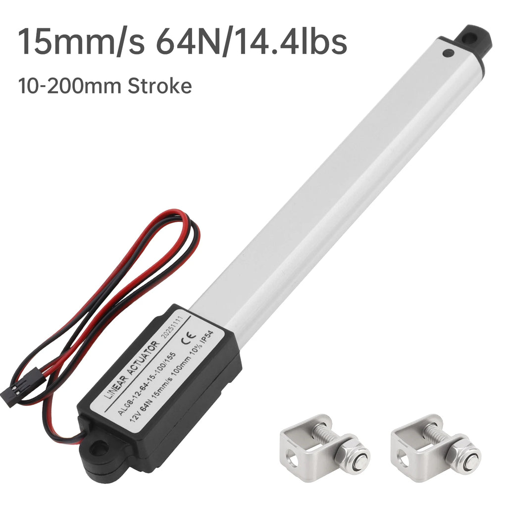 12V Linear Actuator 10-200mm Stroke 32N/64N/96N/188N/1000N/3000N Electric Reciprocating Lifting Linear Motion Actuator Motors