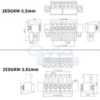 (1 pcs) 2EDGWB - 3.5mm 3.81mm Wall-Mounted Fixed Plug-in Terminal Block with Lugs KF 15EDGAM/KM Complete Set 3.5 3.81 2~24P