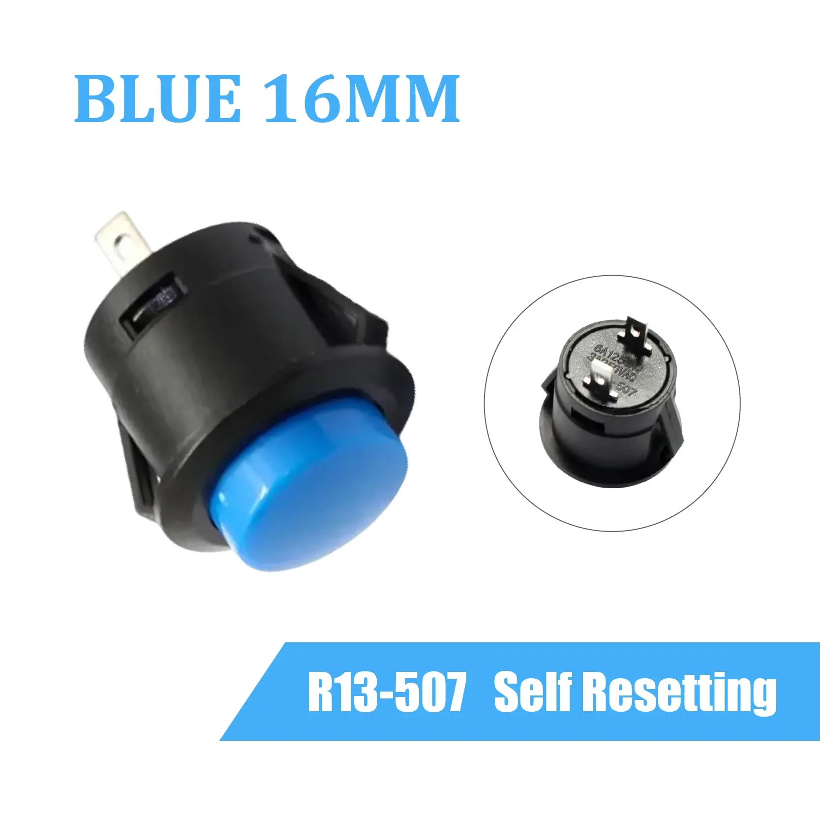 5/20PCS R13-507 Snap on Button Inching 16MM Round Lockless Self Reset Switch Panel Mounting