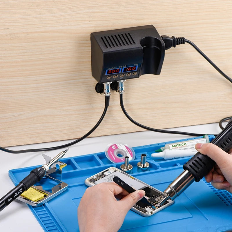 JCD 2-in-1 Soldering Station 750W LCD Digital Display Welding Rework Station for Cell-Phone BGA SMD IC Repair Tools 8898 8586D
