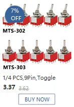 1 PCS,12Pin,Toggle Switches,Red,2/3 Position,ON-ON DPDT Mini Toggle Switches,6A/125V-2A/250V AC,MTS-402,Push Button Switch