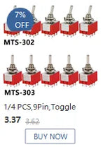 1 PCS,12Pin,Toggle Switches,Red,2/3 Position,ON-ON DPDT Mini Toggle Switches,6A/125V-2A/250V AC,MTS-402,Push Button Switch