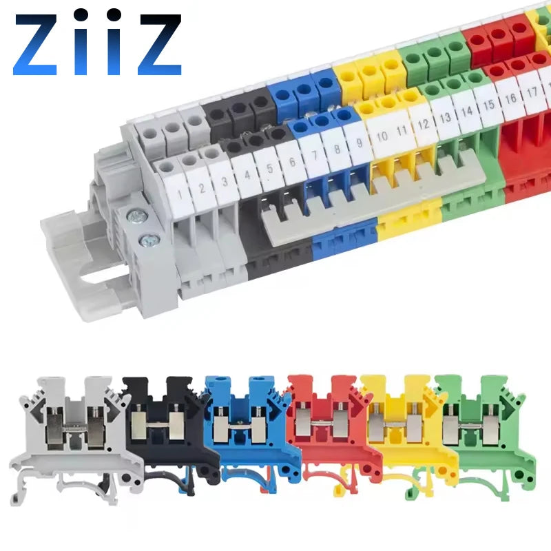 10Pcs UK 2.5 Terminal Block UK2.5B Screw Connection Connect Strip 2.5B 2.5mm² Cable Electrical Din Rail Wire Connector ZiiZ