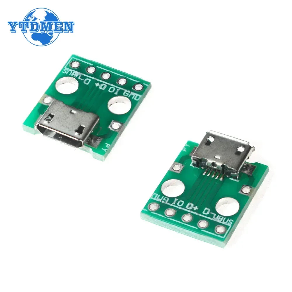 10pcs Female Connector MICRO USB To DIP Adapter 2.54mm 5pin Connector DIP PCB Adapter Breakout Board