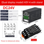 H3Y-4 DC12V DC24V AC220V Liquid Crystal Time Relay Dual Time with Base Small Digital Display Cycle Time Control Delayer