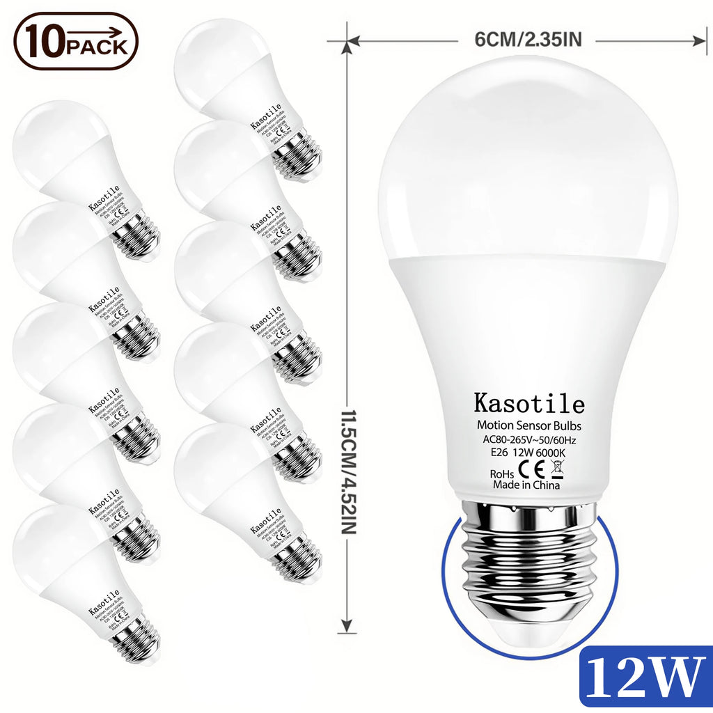 5/10 PACK 9W 12W Motion Sensor LED Bulbs E27 AC 80-265V Auto Dusk ON Dawn OFF Cold Warm Light for Garden Porch Outdoor Lighting