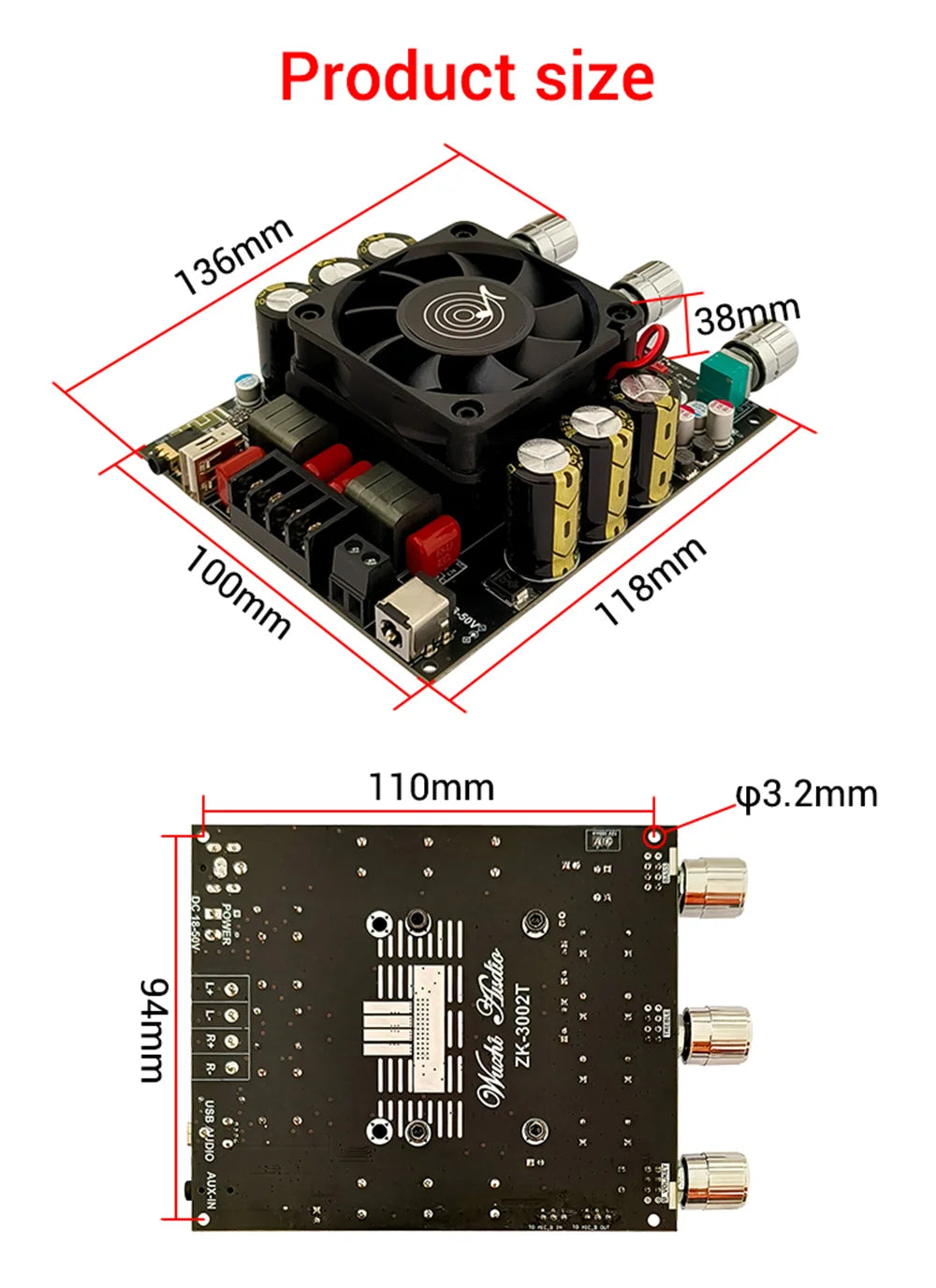 TPA3255 300W+300W Stereo Bluetooth Audio Sound Power Amplifier Board Treble Bass for Car Karaoke Smart Home Theater Subwoofer