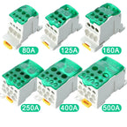 UKK 80A-500A High Current DIN Rail Power Distribution Block One Input Multiple Output Electrical Terminal Connector ```