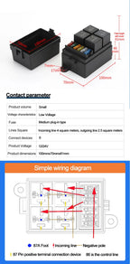 12V/24V 40A 4/5 Pin 6-Way Fuse Relay Box, 4 Relay Holder Standard ATO Fuse Block with Free Assembly for Car Motorcycle