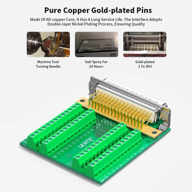 DB50 Solder-free Connector 50Pin Male Female Cable 1 Meter Double Shielded Solid Pin 3 Rows Terminal Block Board Extension Cord