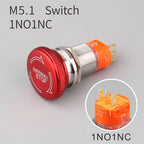 LANBOO 19mm 22mm Metal Emergency STOP Mushroom Push Button Switch Latching Button Switch with LED