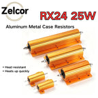 RX24 10W 25W 50W Aluminum Power Metal Case Wirewound Resistor RX24 Resistor 1R 2R 5R 10R 1K 5K 10K 20K Aluminium Gold Resistor