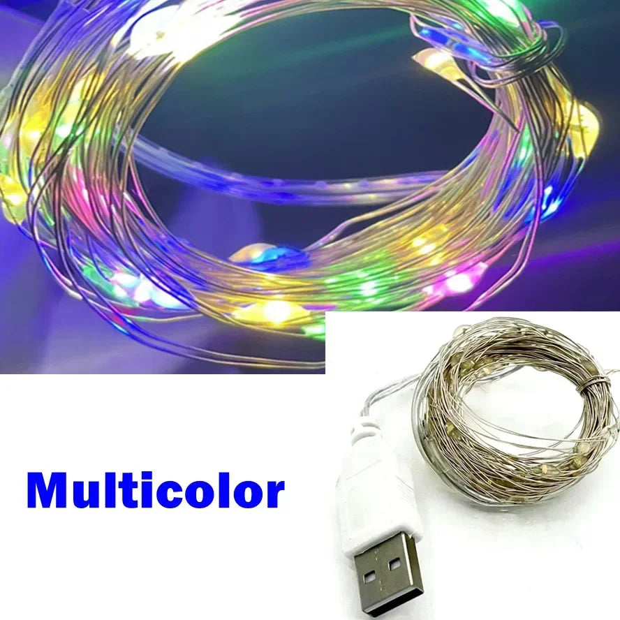 USB Copper Wire Lights Fairy Garland Lights LED String Lights Outdoor Waterproof String For Christmas Wedding Party Decorations