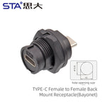 Type-c to USB 3.0 IP67/Ip68 Waterproof Connector Aviation Plug Quick Charge Female to Female Panel Mount PCB Socket FPC Cable