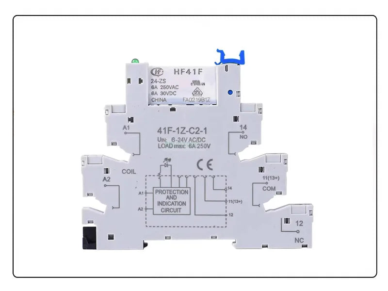 5/10 Sets Slim Relay HF41F 5V 12V 24VDC With Relay Base 41F-1Z-C2-1 LED & Circuit Protection DIN Rail Ulitra-thin Relay Modules
