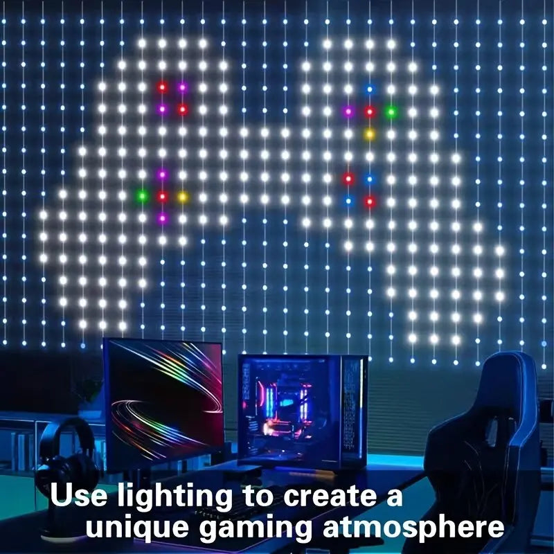 Smart RGB LED Curtain Fairy Lights, Remote-Controlled & Music-Synchronized, Indoor Outdoor Christmas Decoration Lights