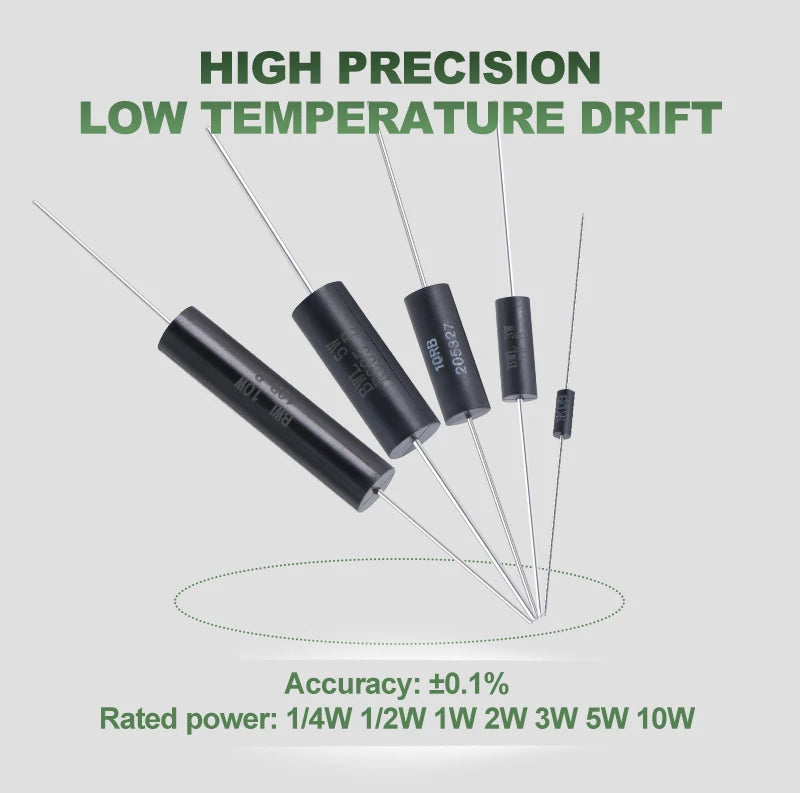1Pcs Bwl-3W5W10W0.1% High Precision Resistor 0.005-10K Ohm Low Temperature Coefficient Wirewound Sampling Resistor