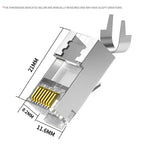 10PCS RJ45 Cat7 Shielded Plug, Two-Piece Pass Through Connector with Metal Shell and Gold-Plated Contacts for 10Gbps Ethernet