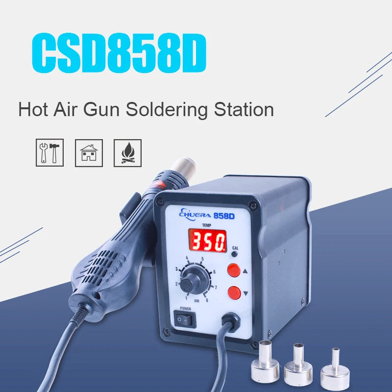 858D SMD Rework Station Hot Air Gun Digital Temperature Controlled Hot Air Solder Soldering Stations