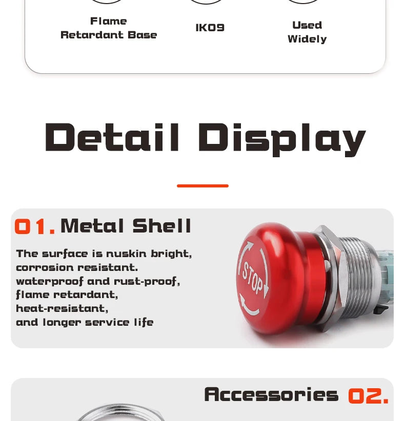 16MM 19MM 22MM 1NO1NC 3Pin 6Pin Mushroom Head Turn-Reset Stainless Steel 304 Metal Emergency Stop Button Switch
