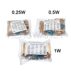 300PCS 1W 1/2W 1/4W 10R - 1M Ohm Resistance Set 1% Metal Film Resistor Assortment Kit 30Kinds*10pcs=300PCS