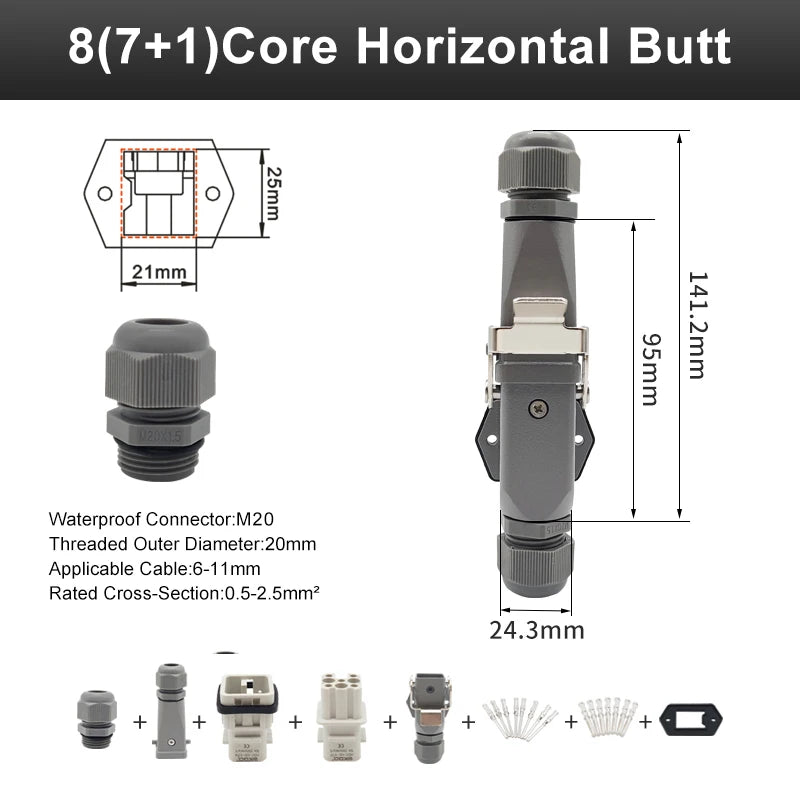 HA Heavy Duty Connector Kit 4/5/6/8 Core Pins Male&Female Insert Plug HDC-HA Rectangular Waterproof Industrial Aviation Socket