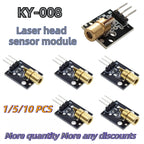 1-10PCS KY-008 650nm Laser Sensor Module 6mm 5V 5mW Red Dot Diode Copper Head for Arduino KY 008