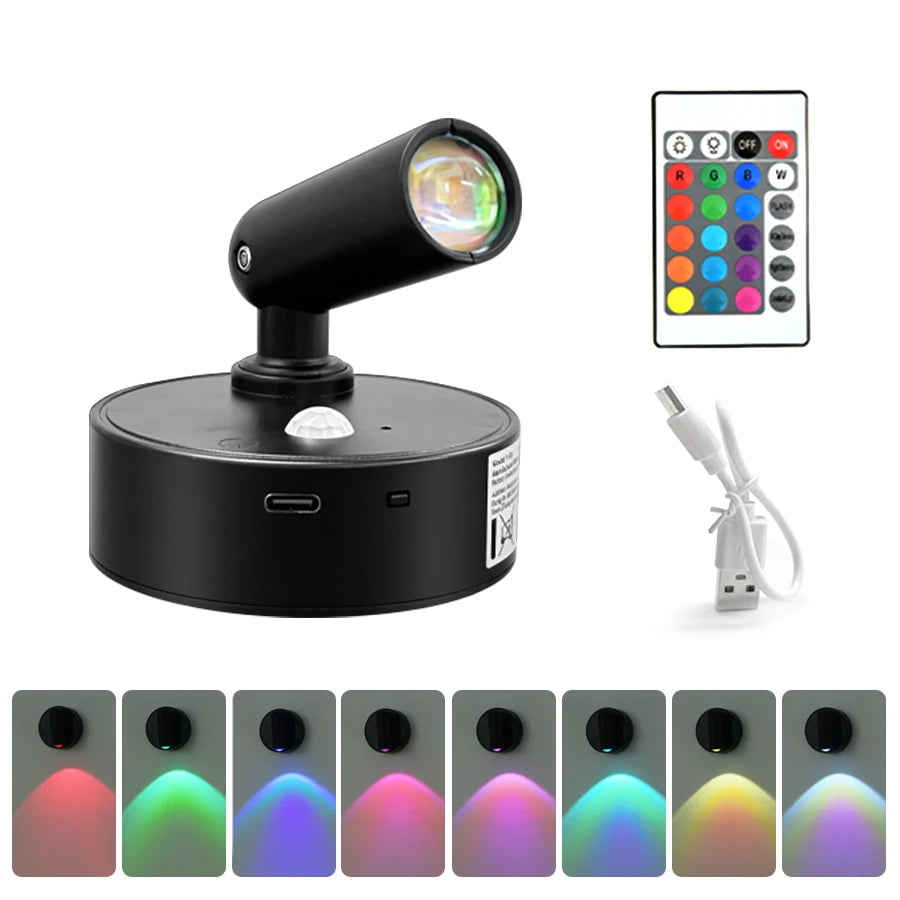 Motion Sensor LED Night Light Rechargeable Cordless Wall Lamp with Remote Control Touch Dimmable Magnetic Spotlight for Hallway