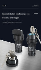 22mm Key Knob Switch 1NO/2NO/1NO1NC 2/3 Position Self Locking Select Rotary Switch Power Conversion Switch 5A on Off