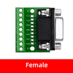 DB9 RS232 Serial Breakout Board: 9-Pin Solderless Connectors (Female & Male) – Terminal Adapter
