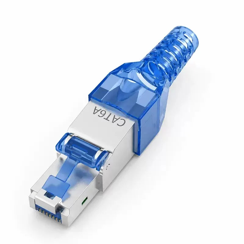 SUMMITEK CAT8 Cat7 CAT6A Tool-Free Connector RJ45 Termination Plug SFTP Zinc Alloy Shielded for Ethernet Cables POE