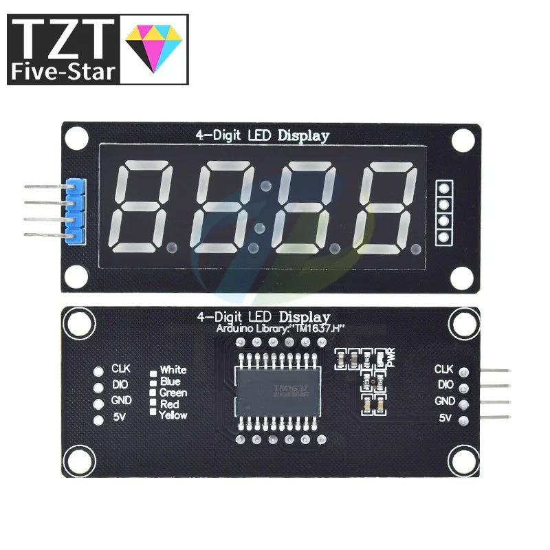 TM1637 LED Display Module for Arduino 4 Digit Tube 7 Segment 0.56 inch Time Clock Indicator Module Red Blue Green Yellow White