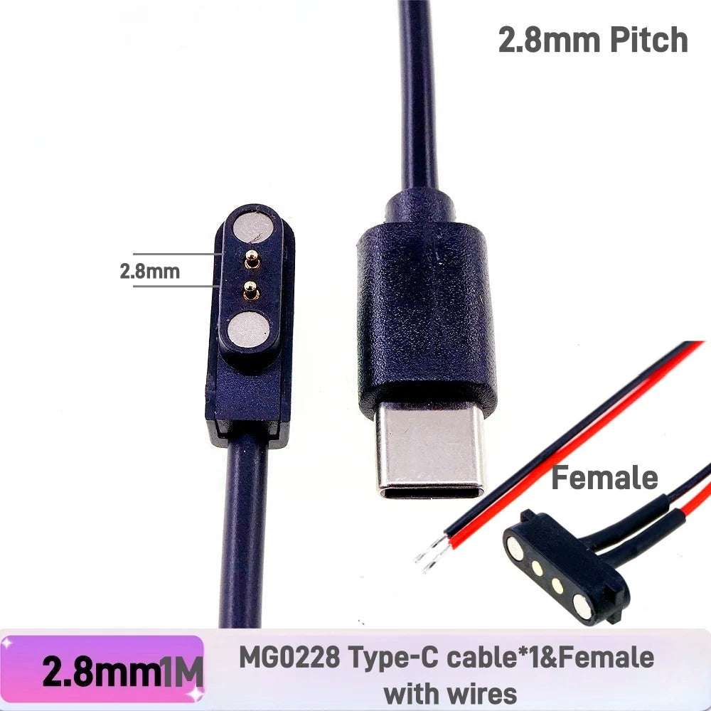 Smart Wristband Male Female Wire 2 3 4 5 Pole USB Type-C DC Charger Connector 2A DC Smart Watch Magnetic Pogo Pin Universal