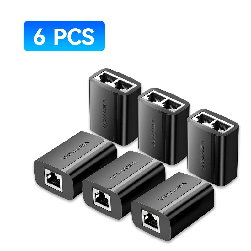 Vention RJ45 Splitter Connector Adapter 1 to 2 Ways Ethernet Splitter Coupler Contact Modular Plug Connect Laptop Ethernet Cable