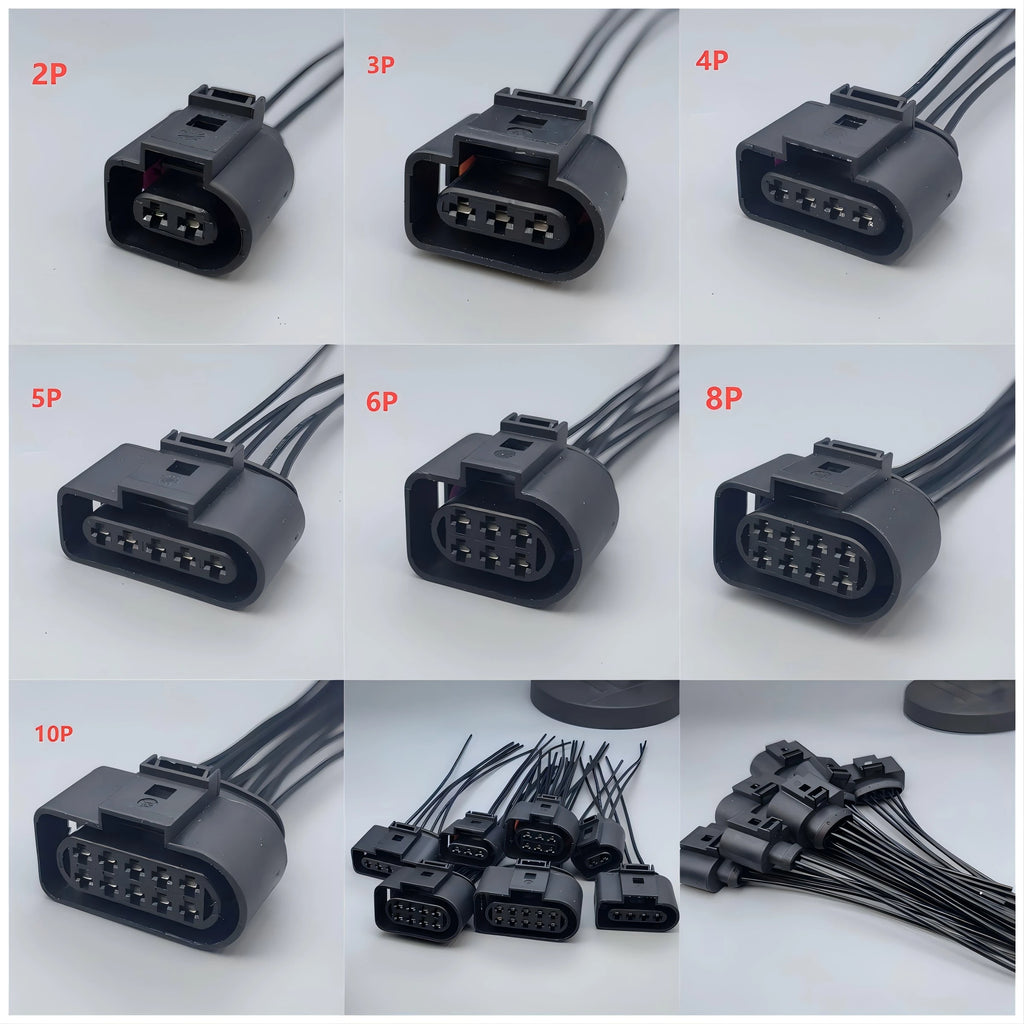 2/3/4/5/6/8/10 Pin 3.5mm Auto Ignition Coil Waterproof Connector Horn Sensor Plug With Cable 1J0973722 For VW