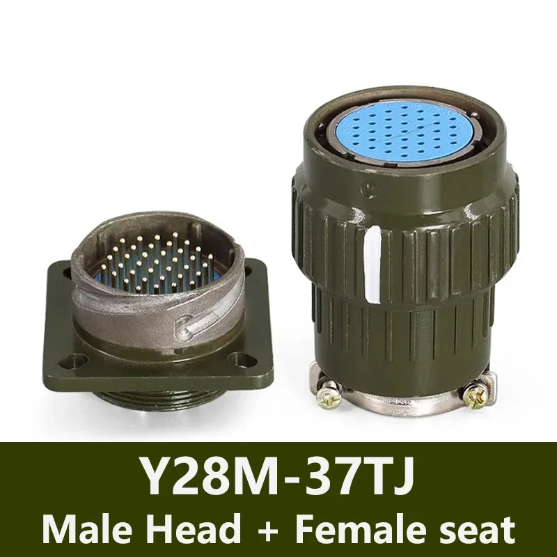 Y28M Fixed Type 28mm Aviation Plug Socket 4/7/8/10/12/14/19/24/32/37Pin Industrie Fast Buckle Male Female Connector Army Green