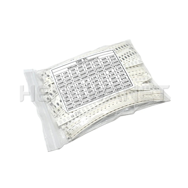 0402 0603 0805 1206 1210 2512 SMD Resistor Kit Assorted Kit 10k 100k 1k 1R 100R 220R 1% 5%