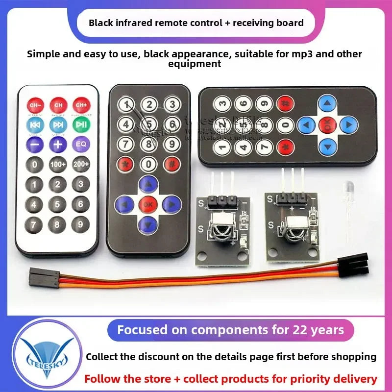 1Set IR Infrared Wireless Transmitter Module Ir Digital 38khz Infrared Receiver Sensor Module with Remote Control for Arduino