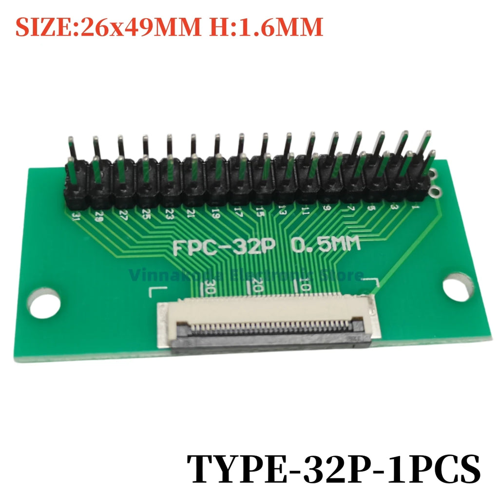 1PCS FFC/FPC Conversion Board 0.5mm Connector to 2.54MM Double Row Bent Pins 4/10/14/15/16/22/26/30/32/36/42/45/60/64/68/80/96P