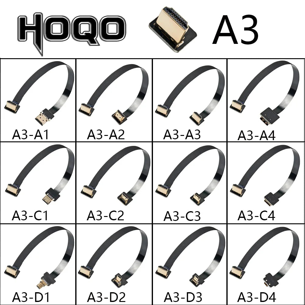 HD A1 Ultra Thin Flat FPV HDMI-Compatible Cable Flexible Mini HDMI to Micro HDMI Ribbon Wire 5cm/50cm Short FPC FFC