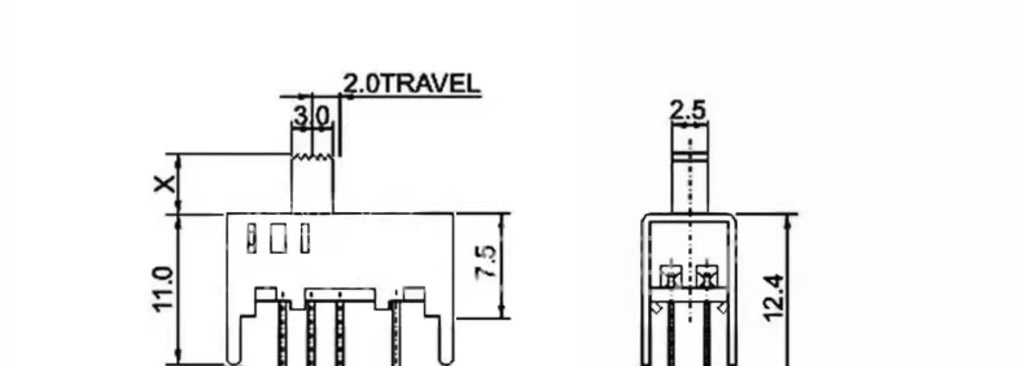 5PCS SS23D03G5 Small sliding toggle switch Double row vertical 3-gear 8-foot handle height 5mm with fixed bracket 2P3T
