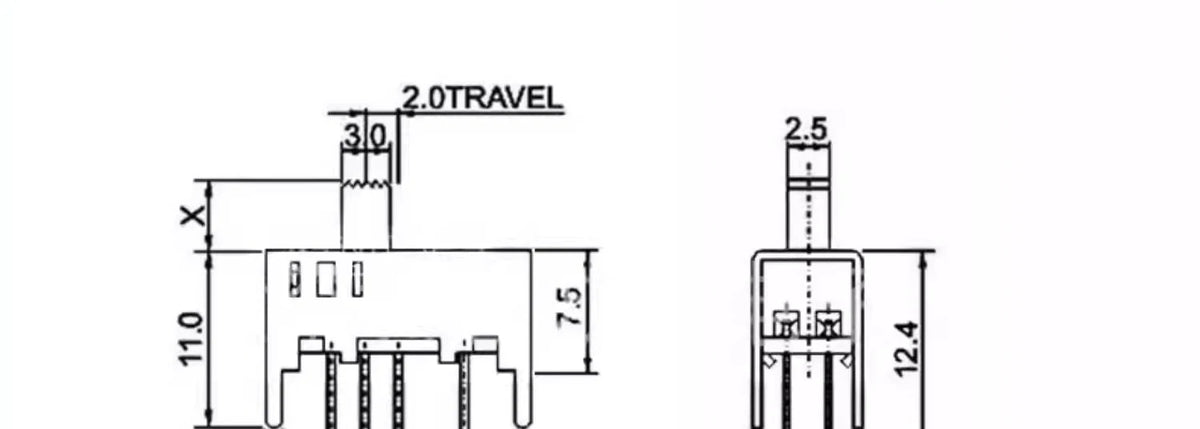 5PCS SS23D03G5 Small sliding toggle switch Double row vertical 3-gear 8-foot handle height 5mm with fixed bracket 2P3T