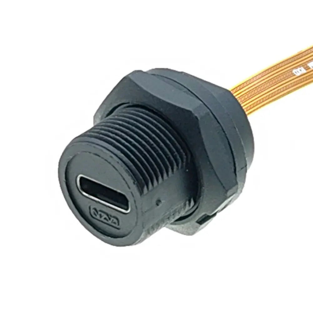 1pcs Waterproof IP67 IP68 Type C Female to Male PFC Flat Cable 3.1 Threaded type Type-C 3.1