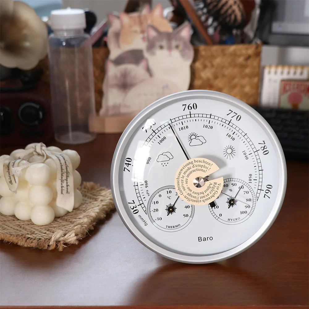 3 in 1 Barometer Thermometer Hygrometer Wall Mounted Waterproof Temperature and Humidity Gauge Large Display Space Saving
