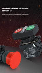 XB4 22mm Emergency Stop Button Switch Double Button Switch with Light Momentary Self Reset Mushroom Power Push Button Switch 10A