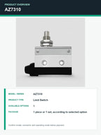 TEZUO AZ7310 IP44 Limit Switch Micro Travel Switch for Industrial Automation