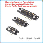 1/5 Set Waterproof DC Magnetic Pogo Pin Connector 2 3 4 5 6 7 8 9 Poles 2.54 MM Pogopin Male Female Contact Strip 90 Degree