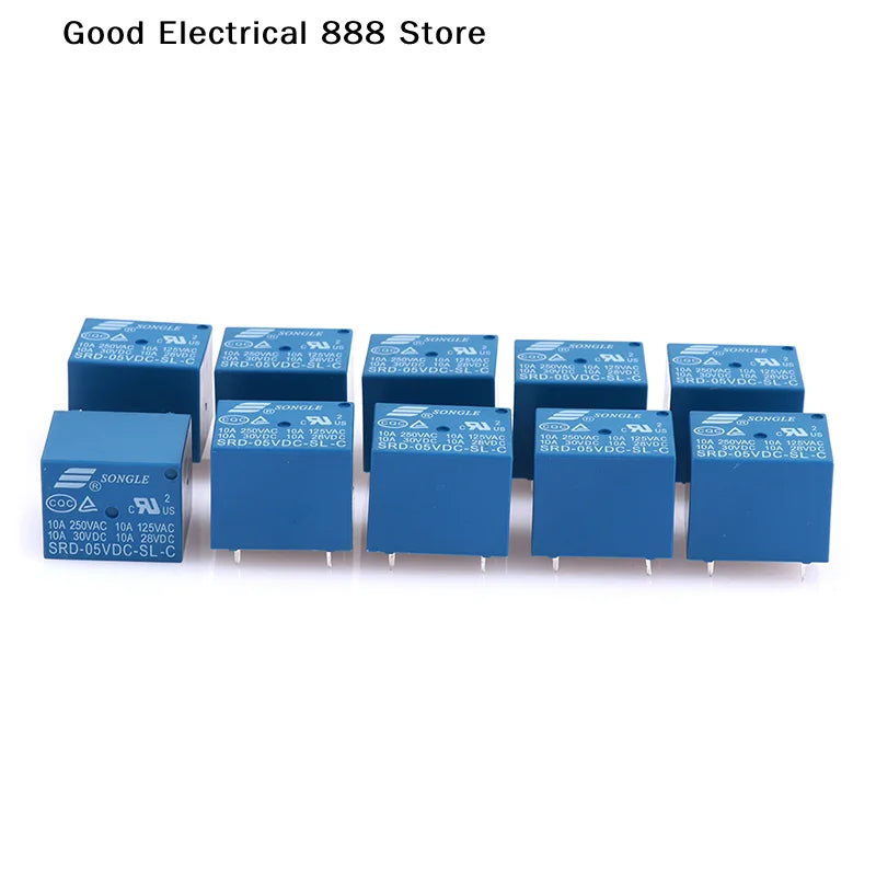 【GE】10pcs SRD Series Relays SRD-05VDC-SL-C SRD-12VDC-SL-C SRD-24VDC-SL-C DC High-Quality 5 Pins 12V Relay Set for Electronics