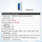 RS485/RS232/RS422 to Ethernet Serial Server Modbus TCP to RTU MQTT Two-Way Socket Link CDEBYTE NE2 Series DC8-28V AT Command